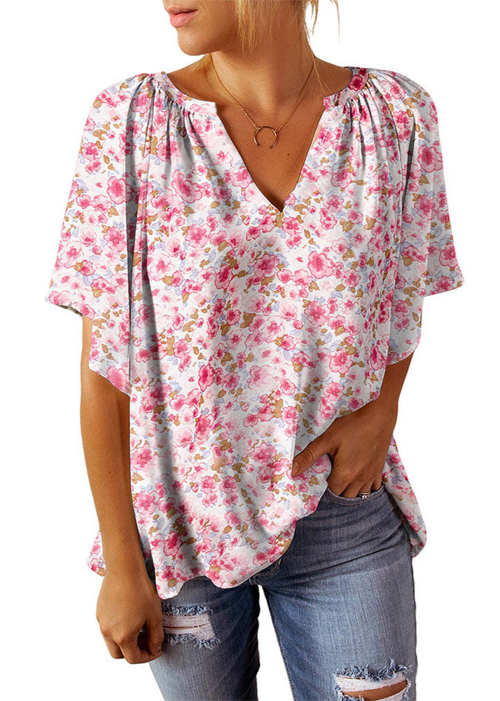 Dames Top V-hals Print Zomerstijl 4