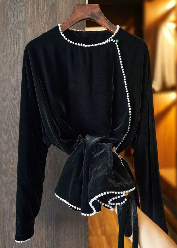 Dames Top met O-hals en Parel Patchwork 1