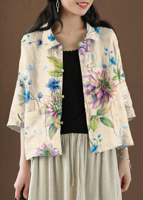 Dames Top met Peter Pan Kraag en Zakken van Linnen 10