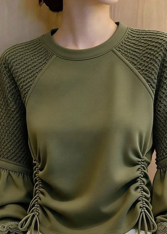 Dames Top met Tule Patchwork en Lantaarnmouwen 1