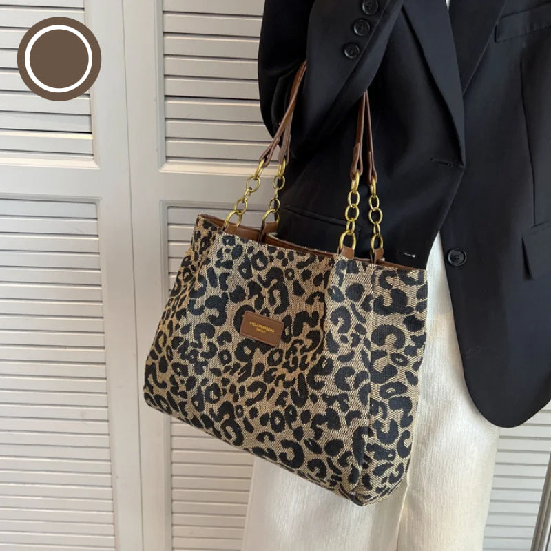 Dames Tote Bag Met Luipaardprint Canvas 5