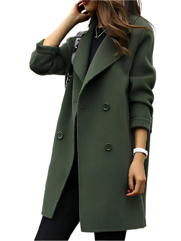 Dames Trenchcoat Dubbelgeknopt Lange Zwart Hoogwaardige Stof 0