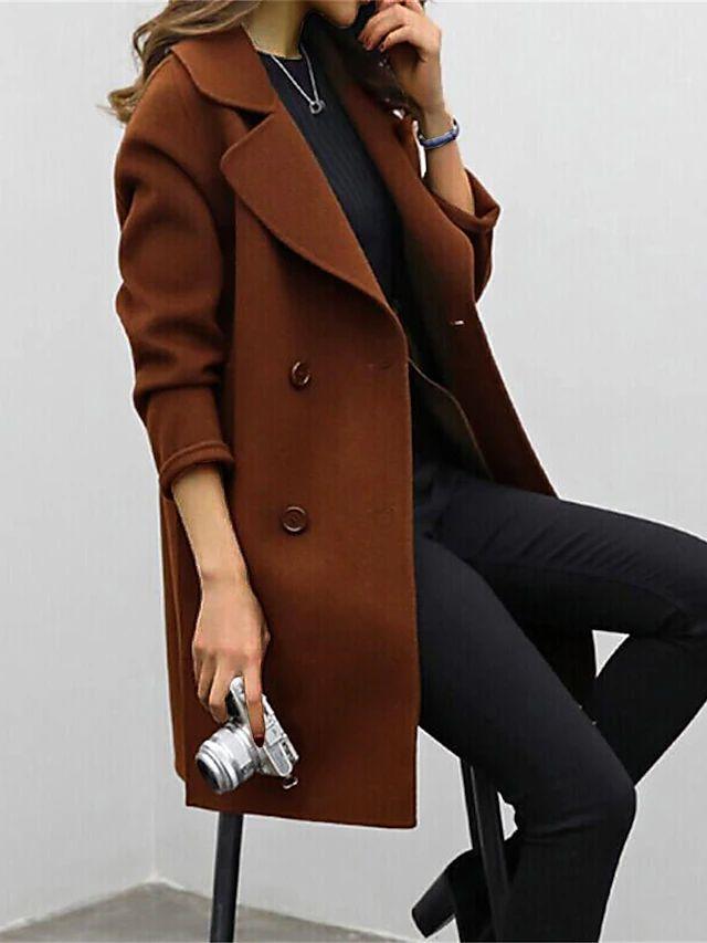 Dames Trenchcoat Dubbelgeknopt Lange Zwart Hoogwaardige Stof 2