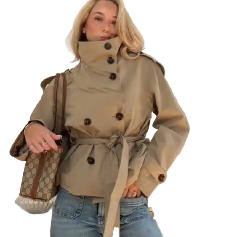 Dames Trenchcoat Getailleerd Met Stijlvolle Kraag 0