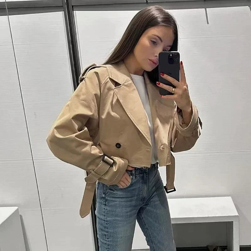 Dames Trenchcoat Kort Stijlvol 1
