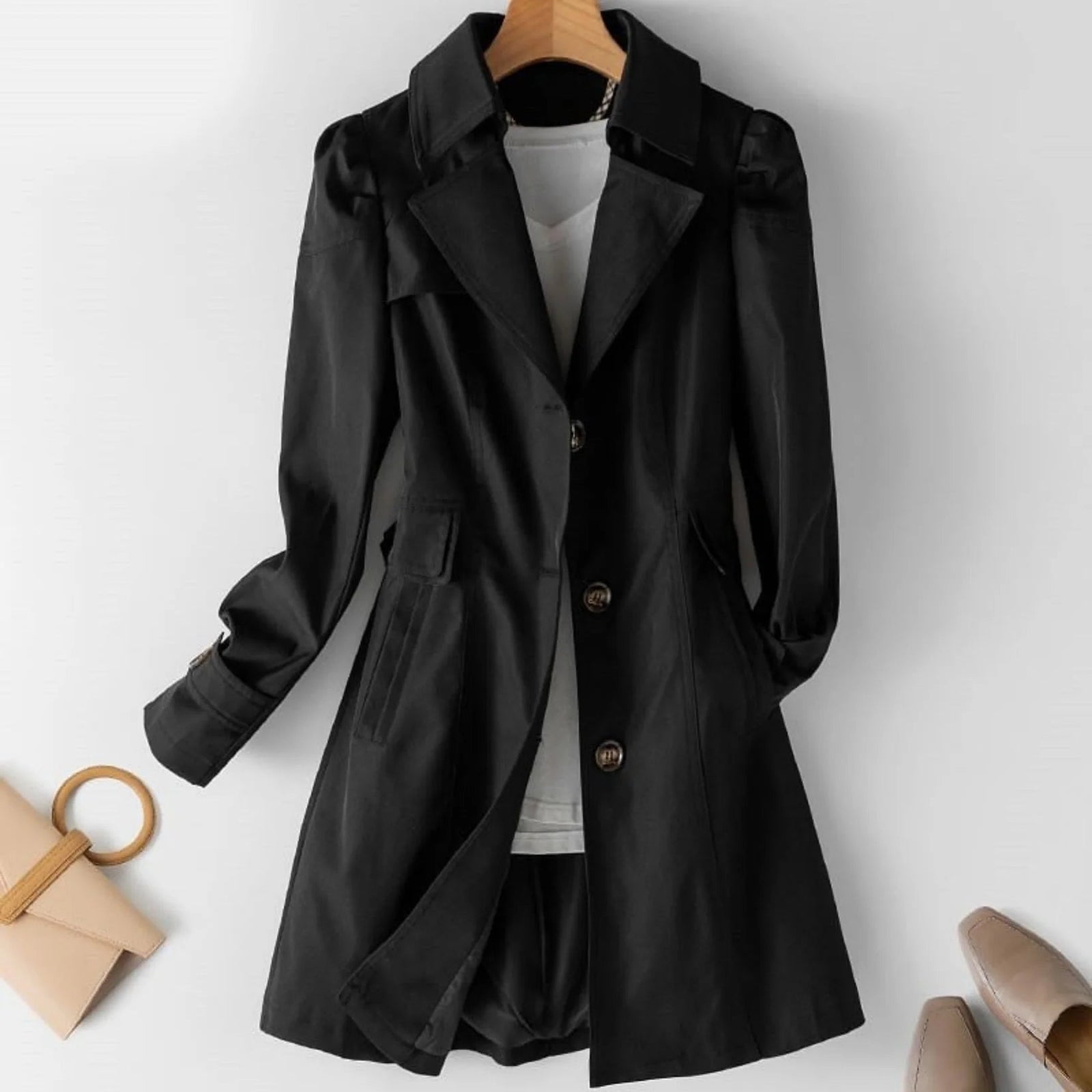 Dames Trenchcoat Waterdicht Klassiek Lange Snit 2