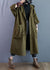 Dames Trenchcoat met Kap en Knopen in Legergroen 0