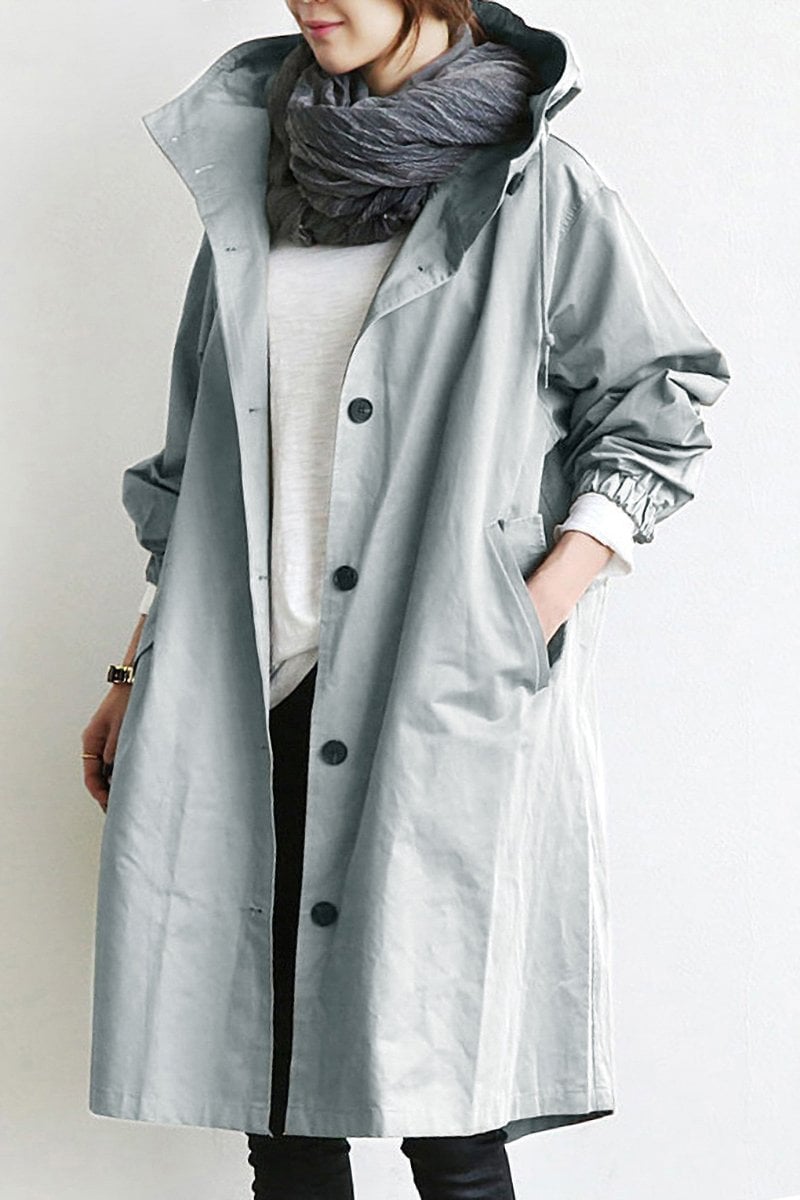 Dames Trenchcoat met Kapuze voor Regenachtig Weer 0