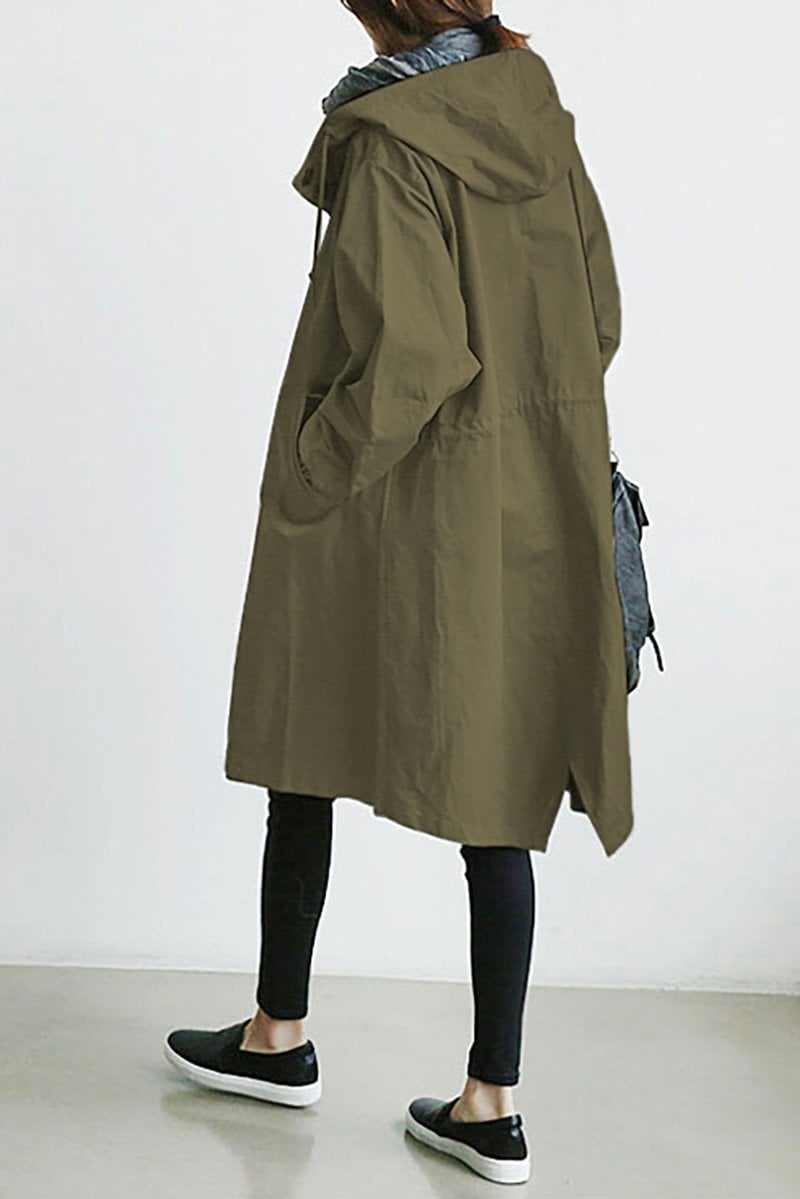 Dames Trenchcoat met Kapuze voor Regenachtig Weer 2