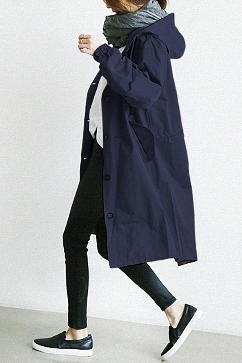 Dames Trenchcoat met Kapuze voor Regenachtig Weer 3