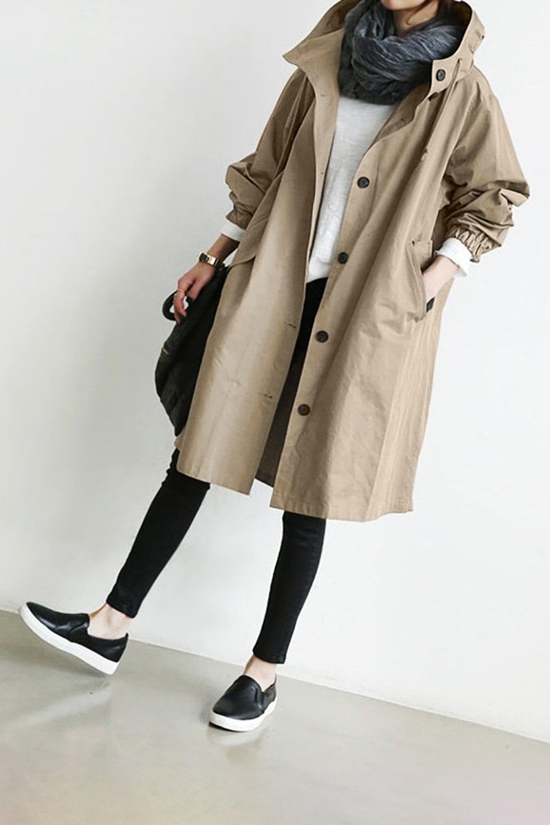 Dames Trenchcoat met Kapuze voor Regenachtig Weer 4