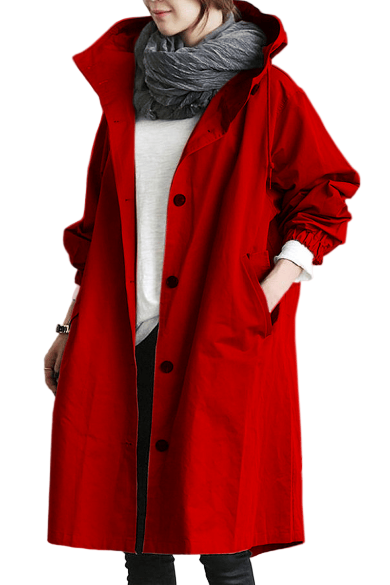 Dames Trenchcoat met Kapuze voor Regenachtig Weer 5
