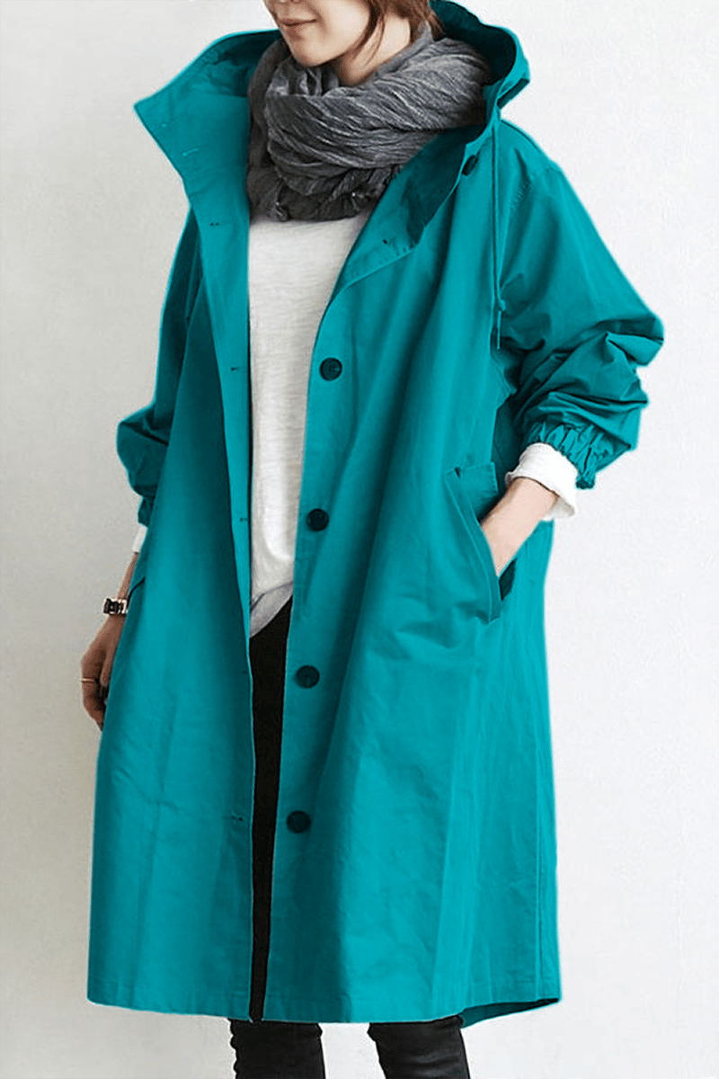 Dames Trenchcoat met Kapuze voor Regenachtig Weer 6