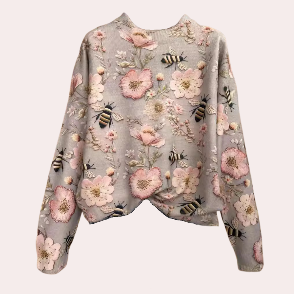 Dames Trui Bloemdessin Casual voor Herfst en Winter 2