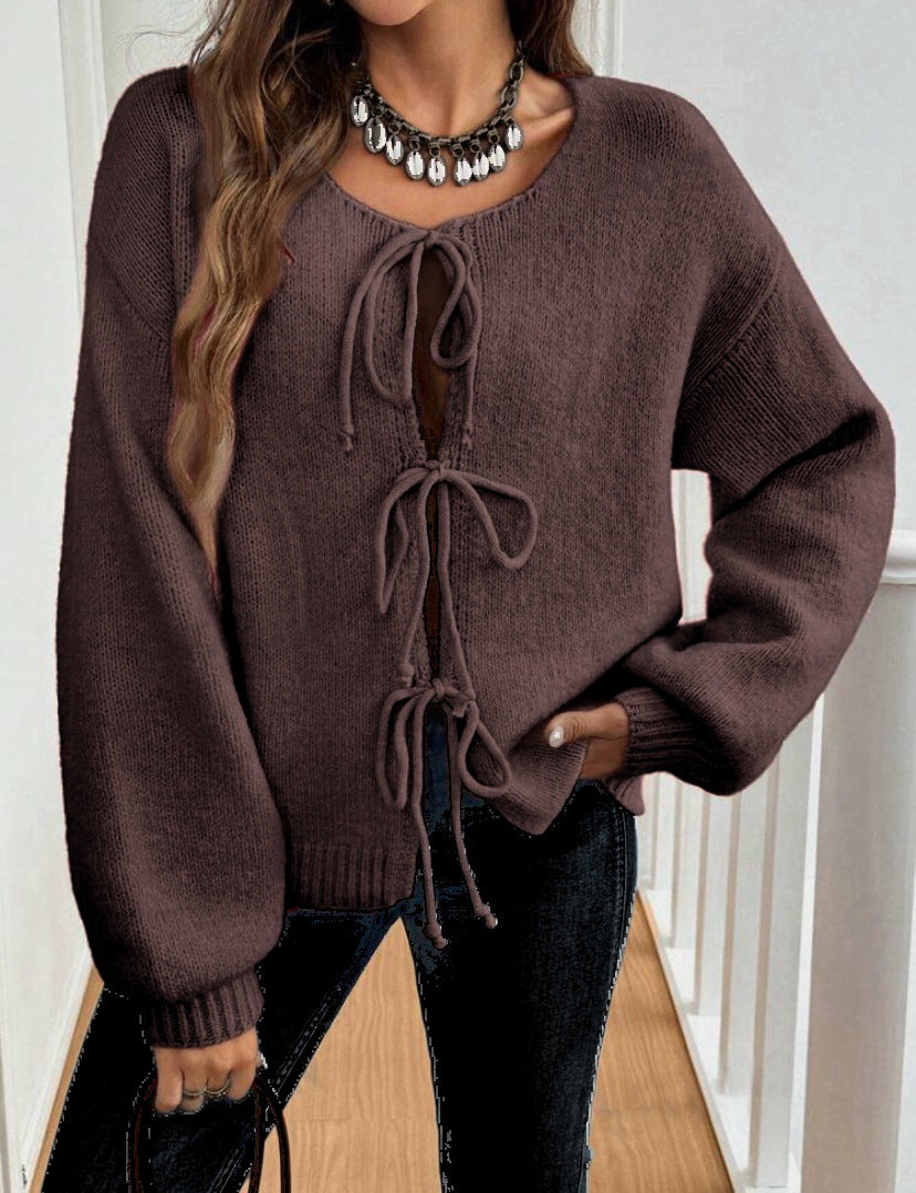 Dames Trui Boho-Stijl met Veterdetails voor Comfortabele Casual Uitstraling 11