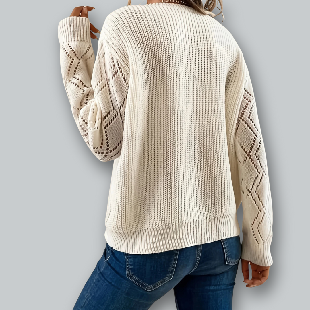 Dames Trui Gebreid V-Hals Met Gedetailleerde Mouwen 3