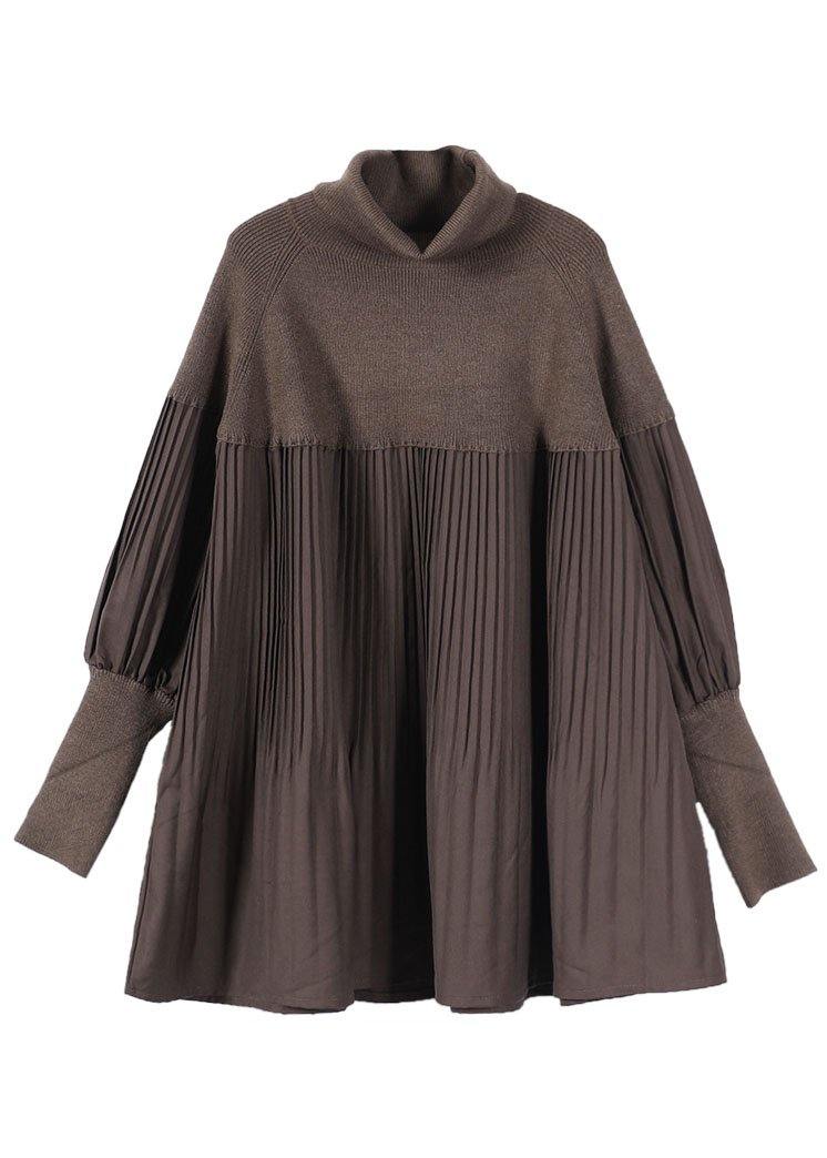 Dames Trui Jurk Hoge Hals Patchwork Stijl 4