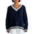 Dames Trui Kabelgebreid V-hals Katoenmix Casual Relaxed 0