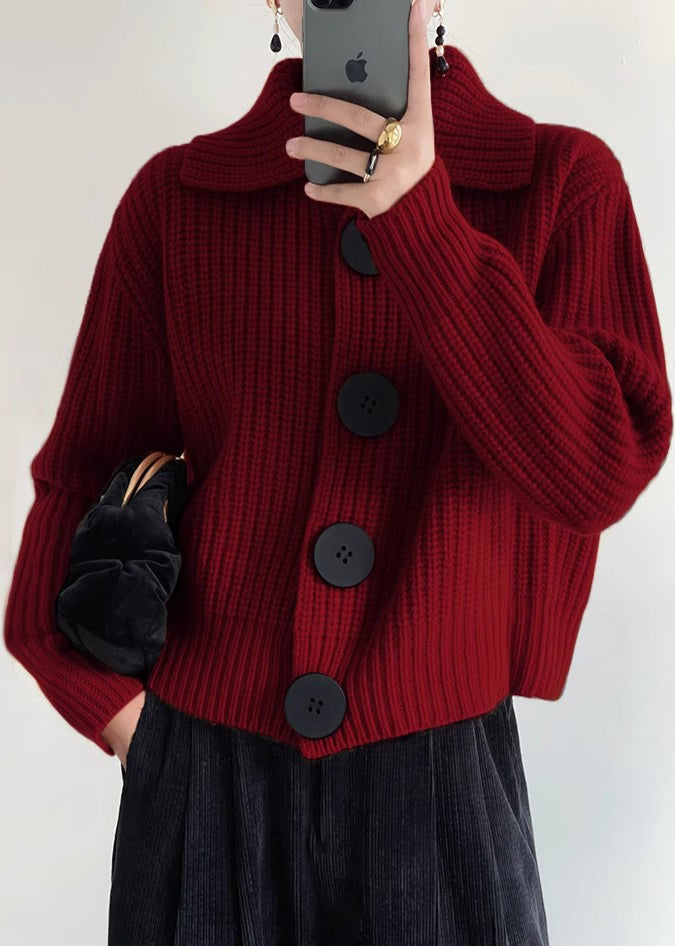 Dames Trui Met Peter Pan Kraag En Knopen - Losse Pasvorm Gebreid Voor Winterse Dagen 1