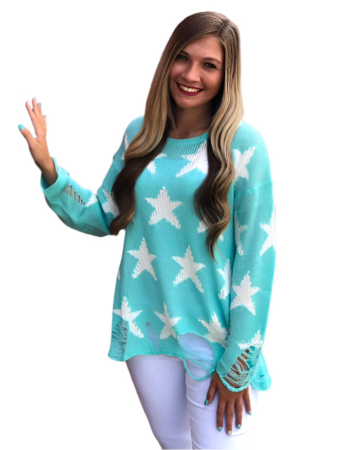 Dames Trui Met Sterrenprint Losse Pasvorm Gebreid 0