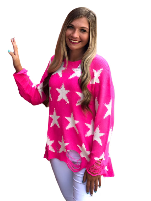 Dames Trui Met Sterrenprint Ronde Hals Lange Mouwen 0