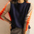 Dames Trui Retro Streep Marineblauw Oranje 0