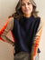 Dames Trui Retro Streep Marineblauw Oranje 1