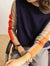 Dames Trui Retro Streep Marineblauw Oranje 2