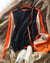 Dames Trui Retro Streep Marineblauw Oranje 4