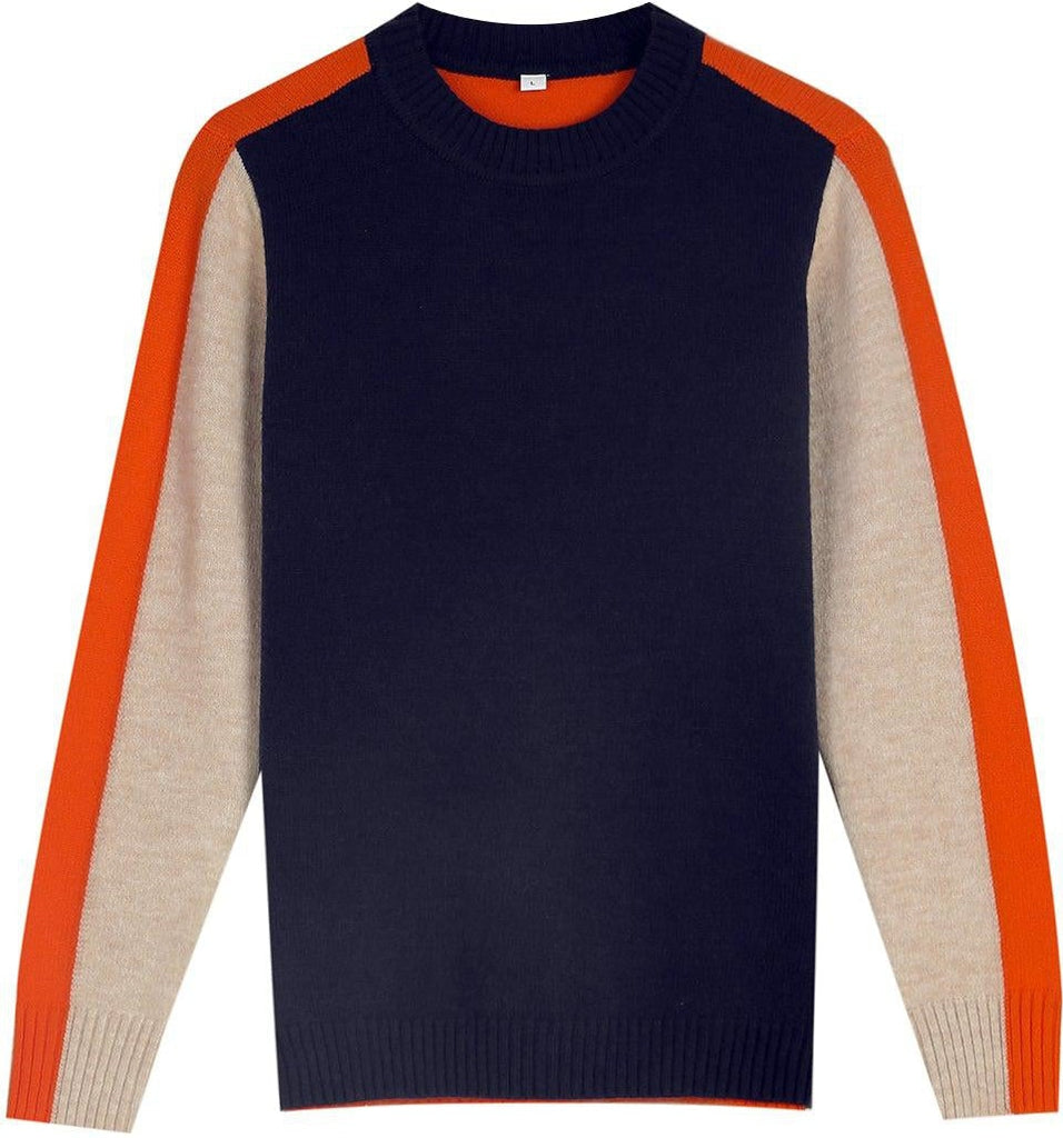 Dames Trui Retro Streep Marineblauw Oranje 5