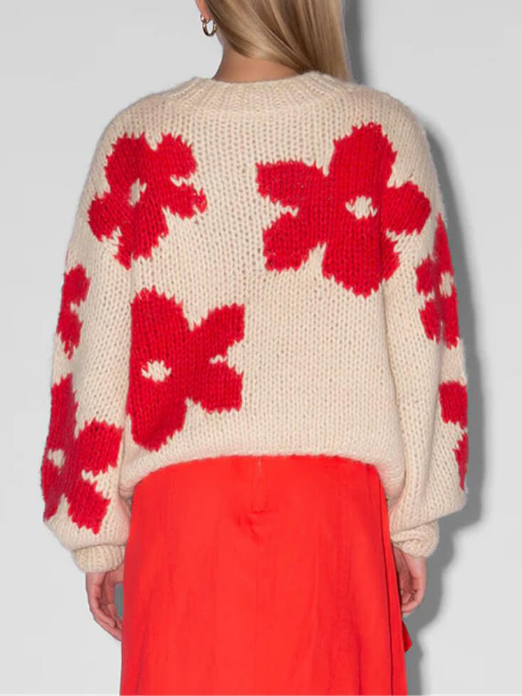 Dames Trui Ronde Hals Bloemenprint 4