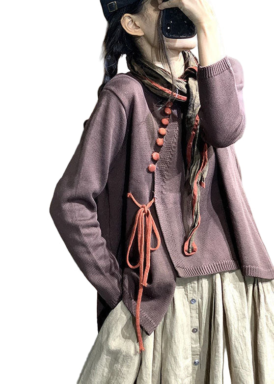 Dames Trui met Asymmetrisch Ontwerp en Knopen 0