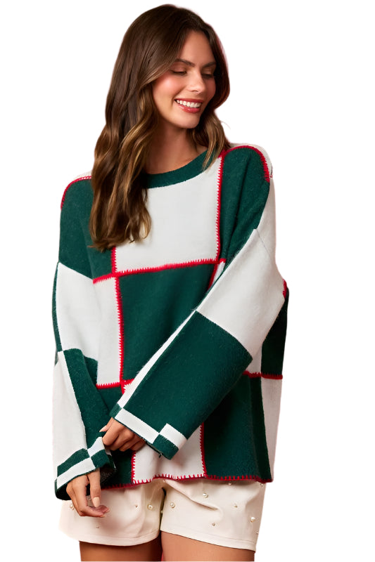 Dames Trui met Kleurblok en Steekdetails 0