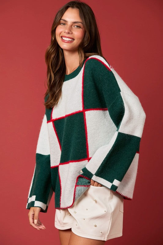 Dames Trui met Kleurblok en Steekdetails 2