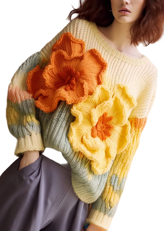 Dames Trui met Lange Mouwen en Bloemenprint 0