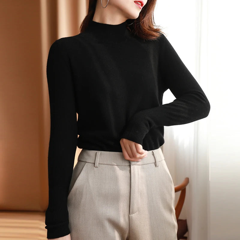 Dames Turtleneck Pullover Gebreide Trui met Lange Mouwen 7