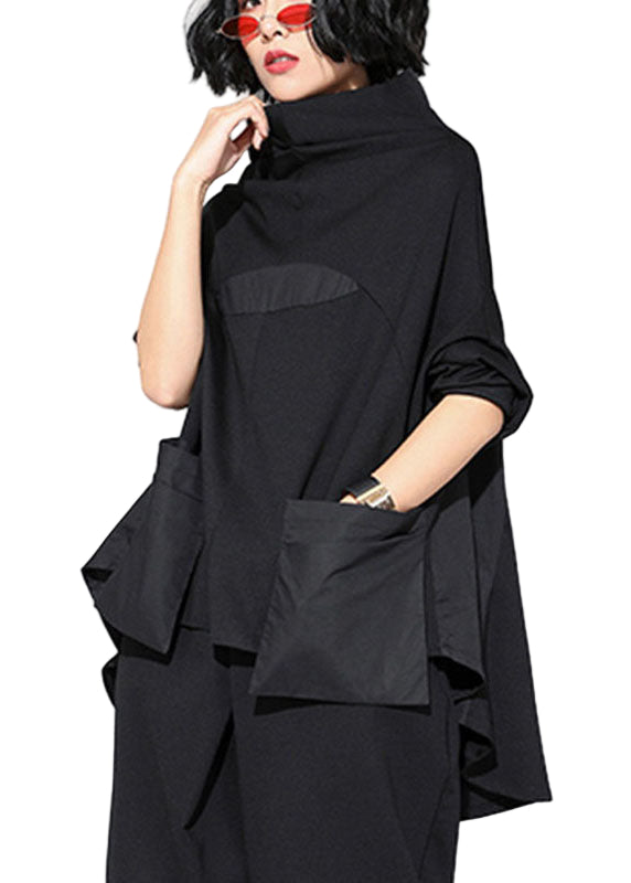 Dames Turtleneck Top met Patchwork en Zakken 0