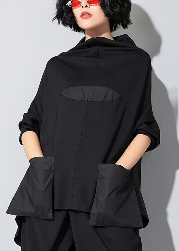 Dames Turtleneck Top met Patchwork en Zakken 1