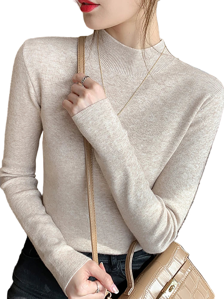 Dames Turtleneck Trui Gebreid Met Lange Mouwen 0