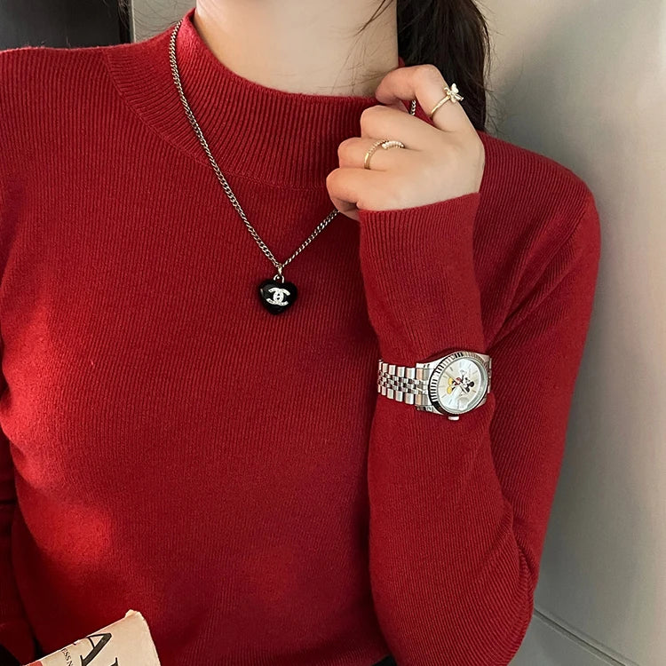 Dames Turtleneck Trui Gebreid Met Lange Mouwen 9