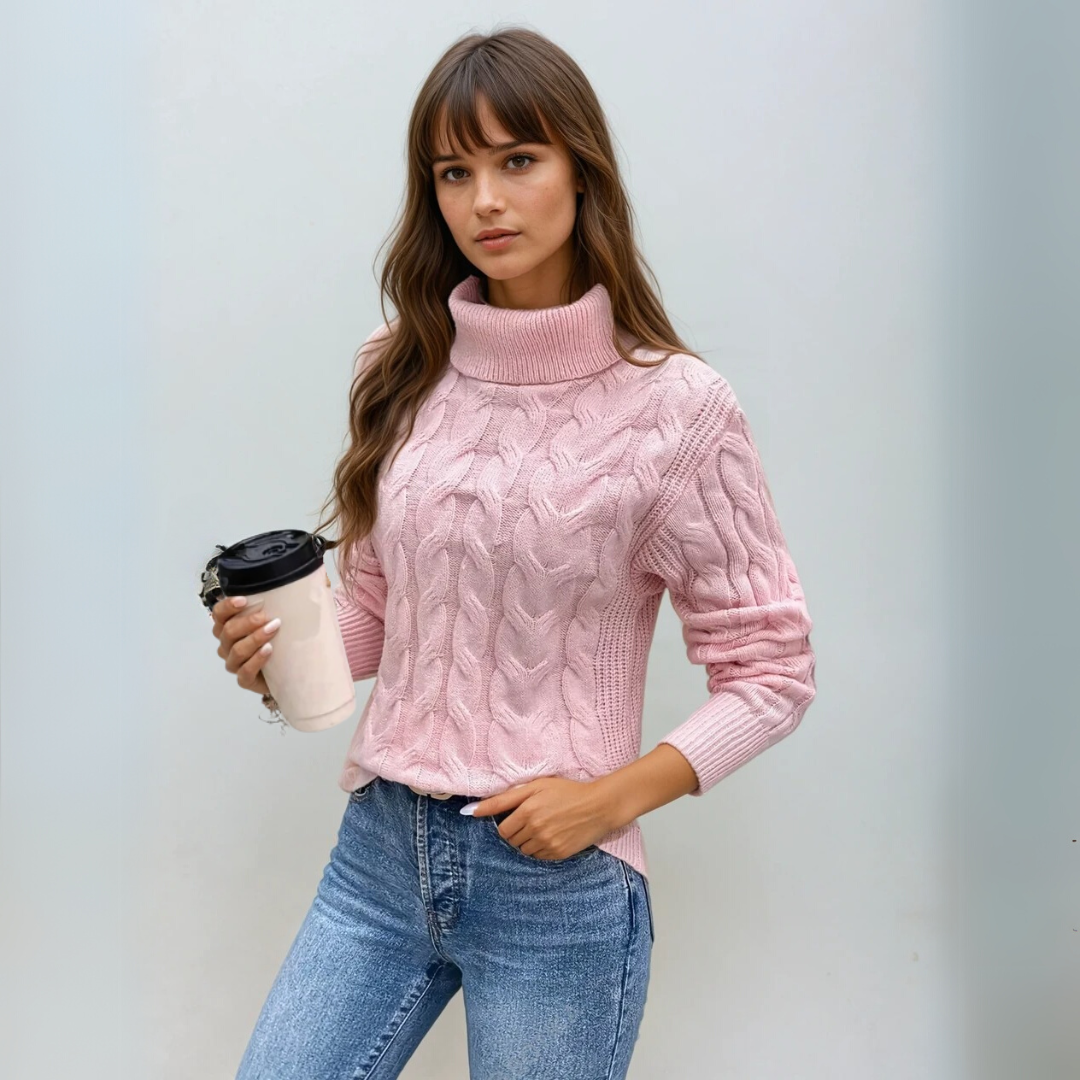 Dames Turtleneck Trui Kabelbrei Ontwerp 2