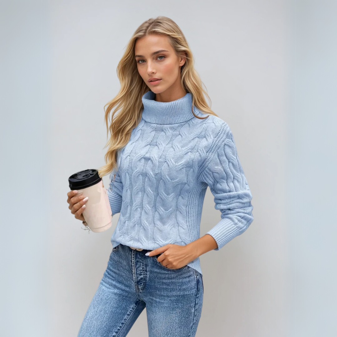 Dames Turtleneck Trui Kabelbrei Ontwerp 3
