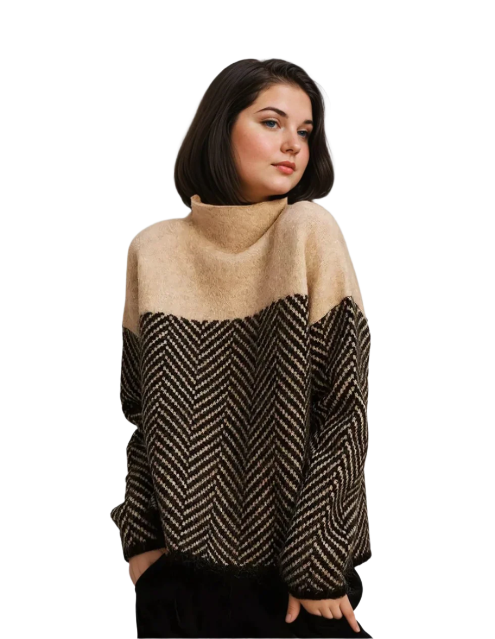 Dames Turtleneck Trui Patroon Zacht Materiaal 0