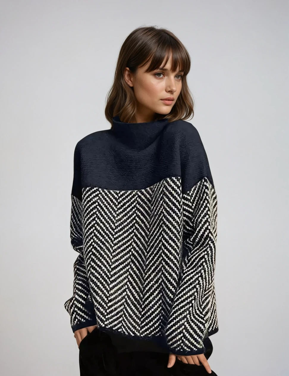 Dames Turtleneck Trui Patroon Zacht Materiaal 1