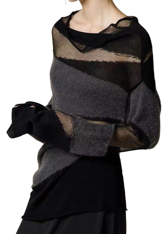 Dames Turtleneck Trui met Tule Patchwork 0