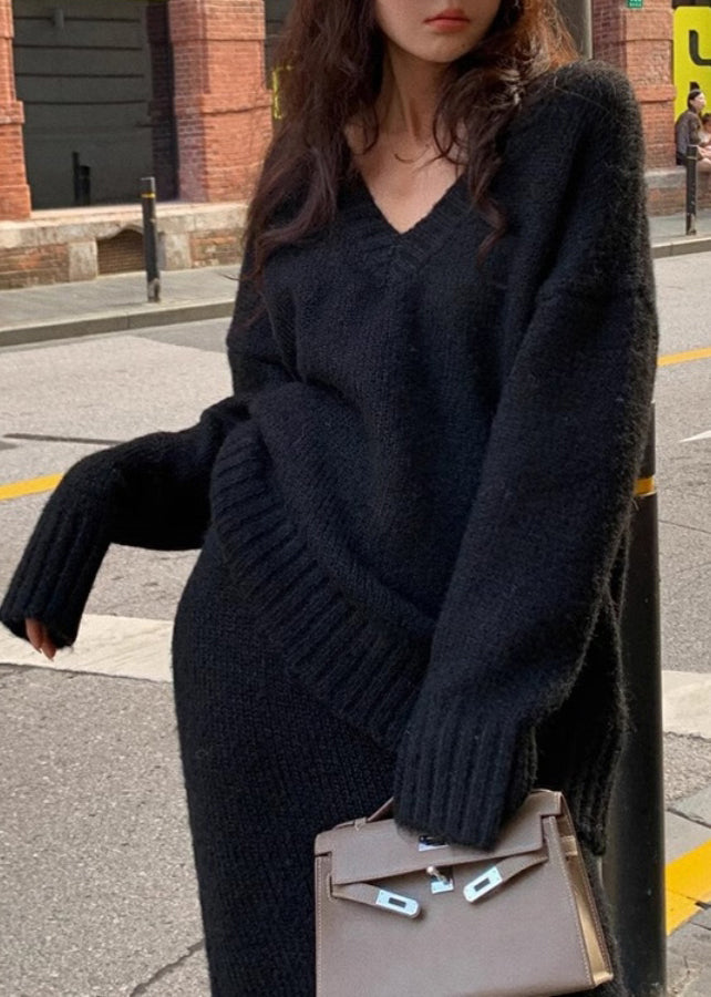 Dames Twee-delige Set Gebreide Trui en Maxirok 3