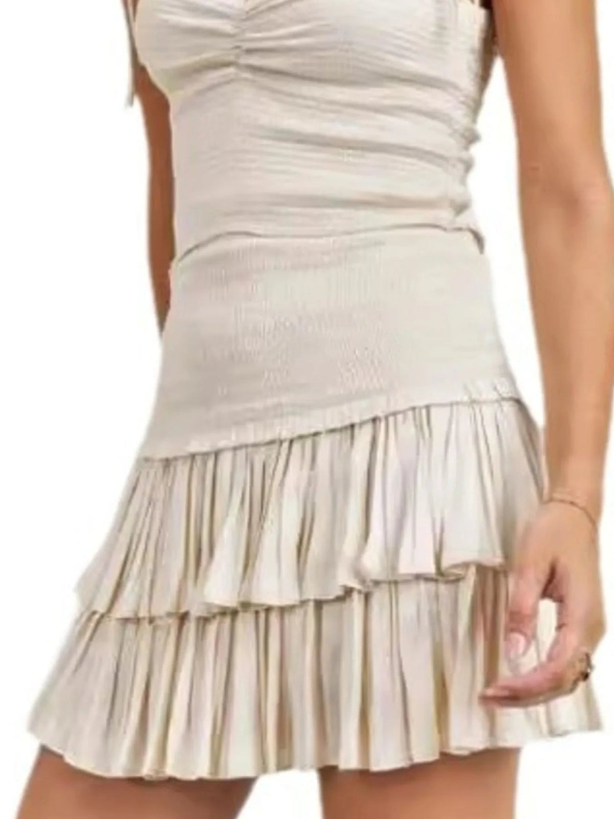 Dames Twee Delige Set Cami en Rok met Hartvormige Halslijn Polyester Katoen 2