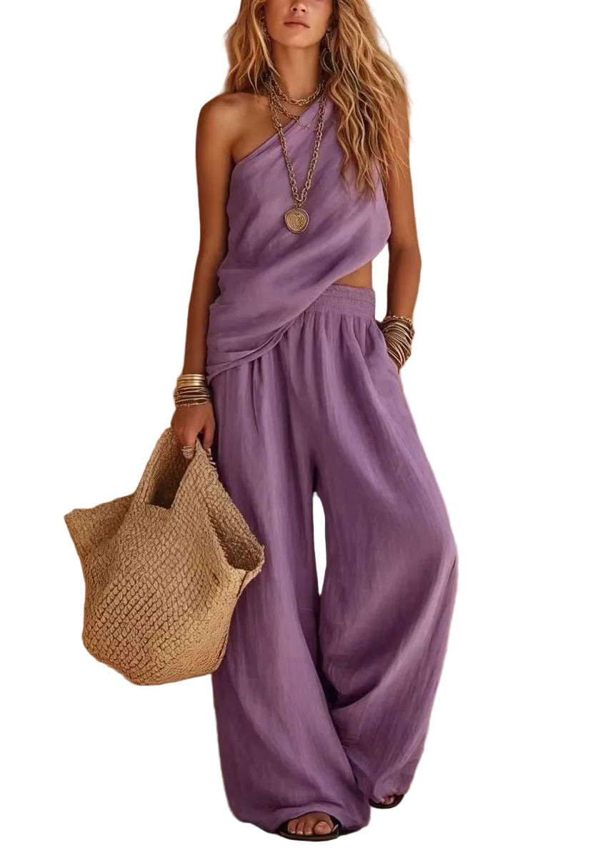 Dames Tweedelige Set Asymmetrisch Mouwloos 0