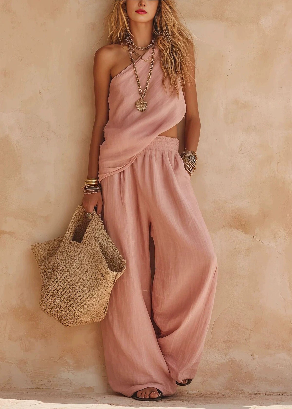 Dames Tweedelige Set Asymmetrisch Mouwloos 3