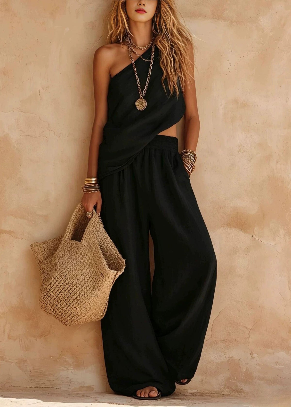 Dames Tweedelige Set Asymmetrisch Mouwloos 4